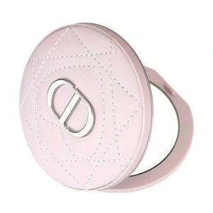 DIOR Pink Quilted Double-Sided Compact Mirror with Silver Logo
